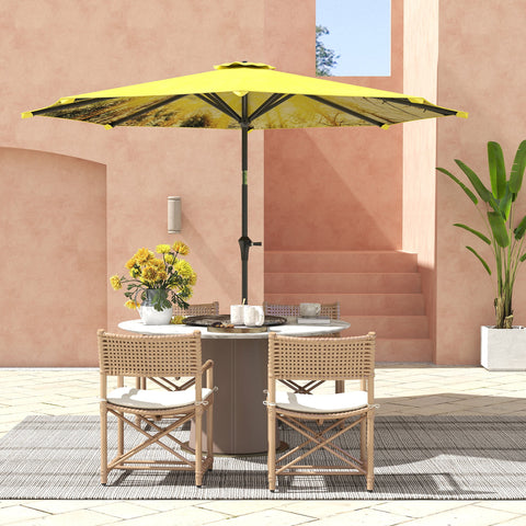 Rootz Parasol Ø294cm - Garden Umbrella - Outdoor Canopy - Easy Tilt & Crank - 180 GSM Polyester - 294cm x 247cm