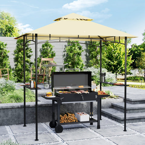 Rootz Grill Pavilion with LED - Garden Gazebo - BBQ Shelter - Water-Repellent & Flame-Retardant - 240 x 150 x 258 cm