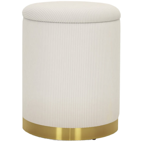 Rootz White Seat Stools - Storage Ottoman - Foldable Footrest - 30.6L Storage - Ø36 x 44 cm - Durable Cord & Steel Frame