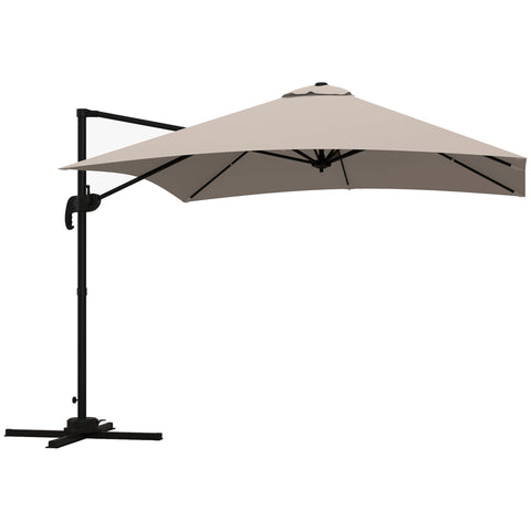 Rootz Cantilever Sunshader - Outdoor Parasols - Rotatable 360° Sun Shade - Durable Aluminum - 2.95l x 2.95b x 2.66h m Brown