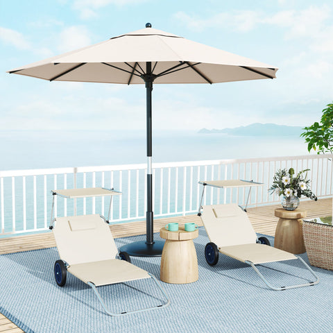 Rootz Sun Lounger Set - Foldable Garden Lounger - Roll Deck Chair - Adjustable Backrest - 62cm x 148cm x 85cm