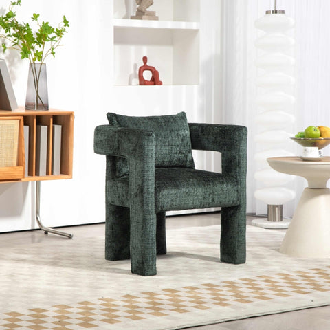 Rootz Single Lounge Chair - Chenille Chair - Ergonomic Seat - Comfortable Cushion - 60L x 44W x 65H cm