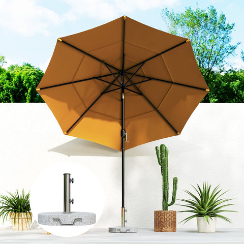 Rootz Granite Parasol Stand - Umbrella Holder - Weighted Base - Weatherproof - Ø44.5x37.5cm Granite