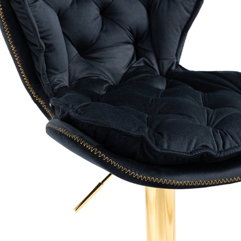 Rootz Swivel Bar Stools - Adjustable Chairs - Velvet Seating - Ergonomic Design - 55cm x 46cm x 92-112cm