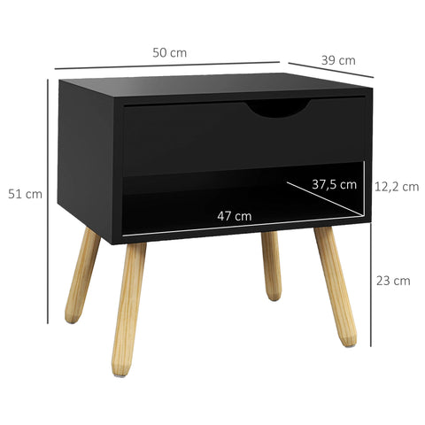 Rootz 2 Piece Set Bedside Tables - Nightstands - Side Tables - Scandinavian Design - 50cm x 39cm x 51cm