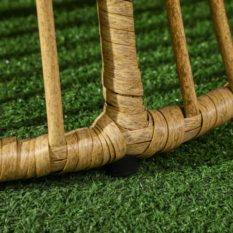 Rootz Swivel Garden Chair - Artificial Rattan Seat Basket - Aluminum Frame - Seat Cushion - Natural + Cream - 65 x 70 x 66 cm