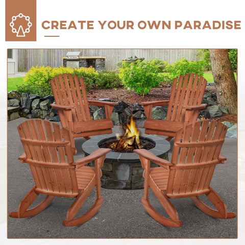 Rootz Adirondack Garden Rocking Chair - Outdoor Rocker - Patio Rocking Chair - Ultimate Comfort - Weather-Resistant - Easy Maintenance - 77cm x 94cm x 97cm - Fir Wood