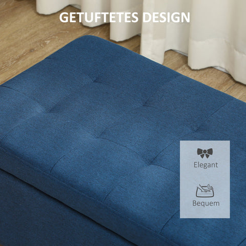 Rootz Blue Storage Bench - Ottoman - Corridor Bench - Button Stitch Elegance - 125.1cm x 48.9cm x 41.3cm