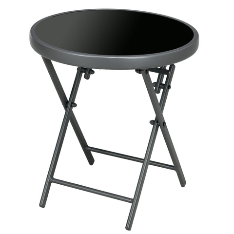 Rootz Foldable Outdoor Side Table - Folding Table - Compact Table - Weatherproof - Ø45 x 50cm - Black