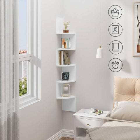 Rootz Corner Shelf - Zigzag Wall Shelf - Hanging Shelf - Maximizes Storage - 19.5cm x 123cm x 19.5cm