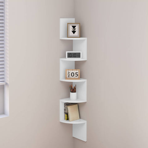 Rootz Corner Shelf - Zigzag Wall Shelf - Hanging Shelf - Maximizes Storage - 19.5cm x 123cm x 19.5cm