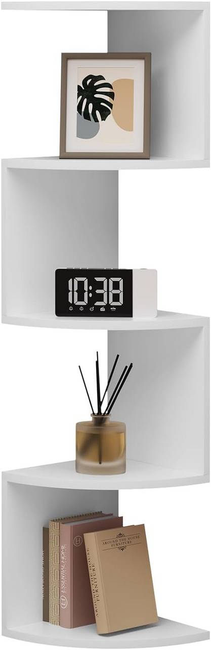 Rootz Zigzag Corner Shelf - Fan-Shaped Wall Shelves - Floating Display Rack - High-Quality Wood - 25cm x 106cm x 25cm