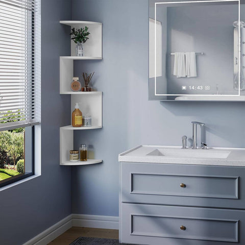 Rootz Zigzag Corner Shelf - Fan-Shaped Wall Shelves - Floating Display Rack - High-Quality Wood - 25cm x 106cm x 25cm