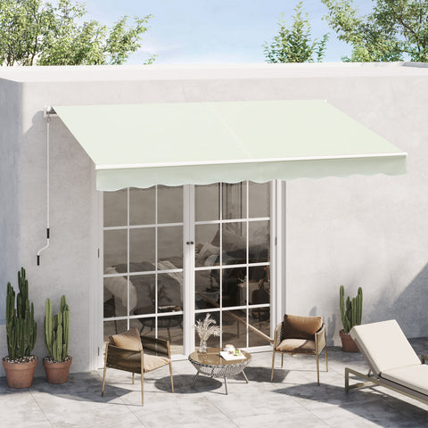 Rootz Retractable Awning - Adjustable Sunshade - Waterproof Canopy - Aluminum Frame - 2.95m x 2.45m - White