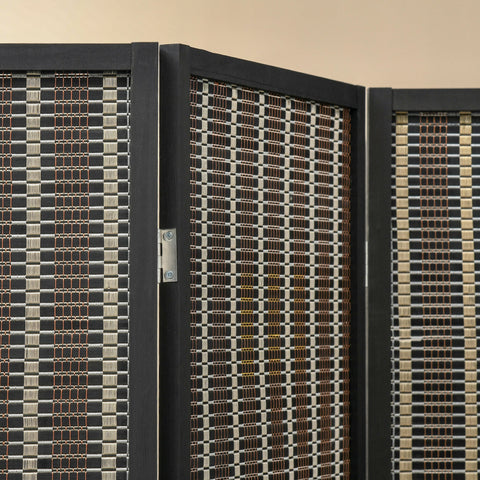 Rootz Foldable Room Divider - Privacy Screen - Paravent - High-Quality Wood/Bamboo - 180cm x 180cm - Brown/Black