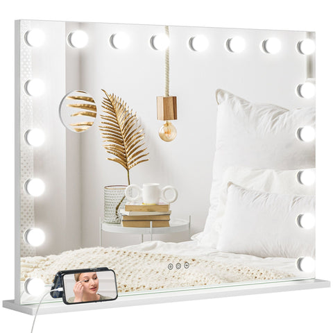 Rootz LED Make-Up Mirror - Vanity Mirror - Illuminated Mirror - USB Charging - 80cm x 62cm