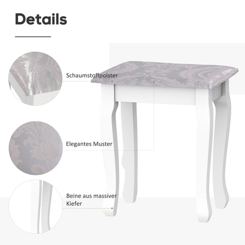Rootz Dressing Table Set - Hairstyle - Friction Table - Spacious Storage - 80x40x140cm - White