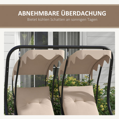 Rootz Hollywood Swing - Garden Swing - Weatherproof Swing - 2 Cup Holders - Romantic Shade - 170cm x 136cm x 170cm