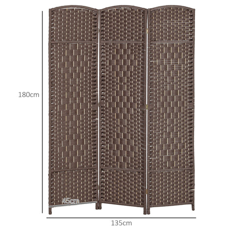Rootz Room Divider - Foldable Partition - Privacy Screen - Pine Wood Frame - 135cm x 1.7cm x 180cm - Elegant Brown Finish