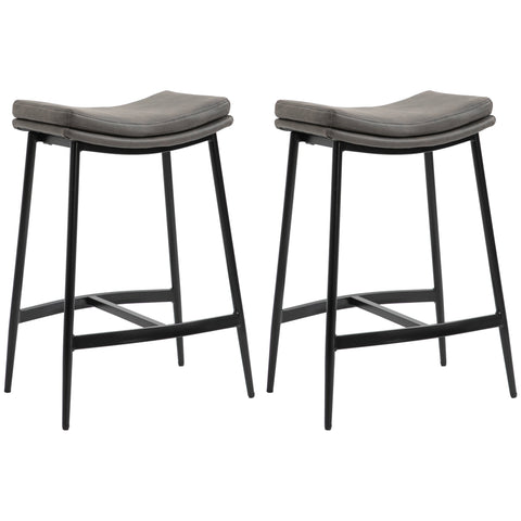 Rootz Set of 2 Bar Stools - Breakfast Bar Chairs - Counter Stools - Padded Comfort Seats - Industrial Style, 120kg Capacity, 48.5x38.5x68.5cm, Grey
