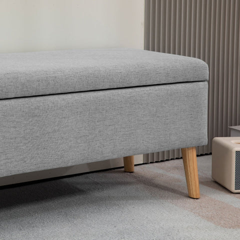 Rootz Upholstered Storage Bench - Bed Bench - Ottoman Bench - Linen-Look Fabric - 110cm x 39cm x 45cm