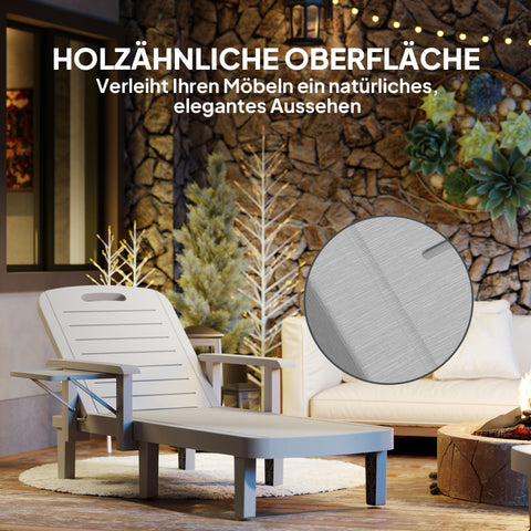 Rootz Sun Lounger Garden Recliner - Deck Chair - Adjustable Lounger - 5 Inclination Heights - 79cm x 158cm x 88cm - Grey