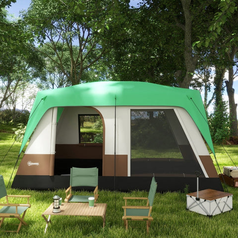 Rootz Camping Tent for 7-8 Persons - Family Tent - Group Tent - Weather Protection - Optimal Ventilation - 490cm x 305cm x 225cm - Green