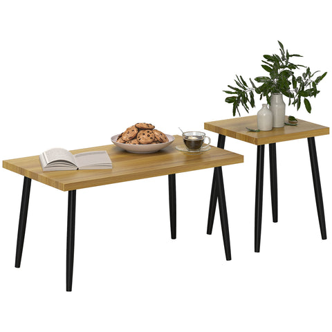 Rootz 2-Set Coffee Table - Side Table - Flexibility Table - Modern Design - 90x50x45cm (Large), 40x40x50cm (Small)