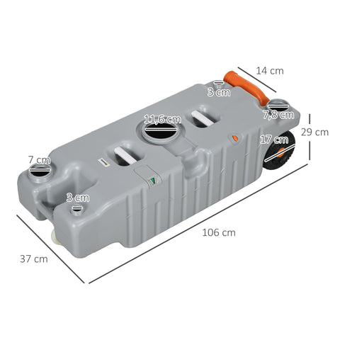 Rootz Portable 75L Water Tank - Universal Tank - Camping Reservoir - Level Indicator - 37cm x 29cm x 106cm