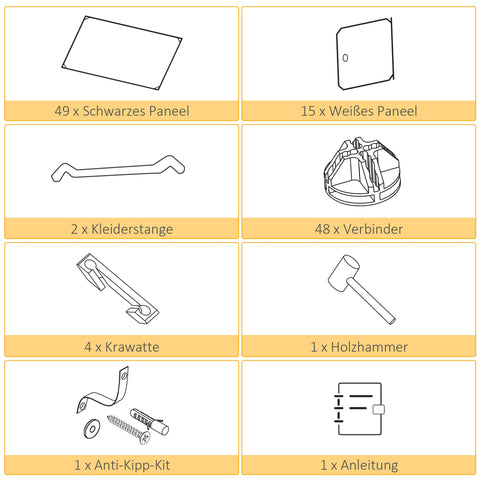 Rootz Vertical DIY Wardrobe - Storage Organizer - Closet Unit - Durable Plastic & Metal - 111x47x183cm - Customizable, Sturdy Frame, Easy Assembly