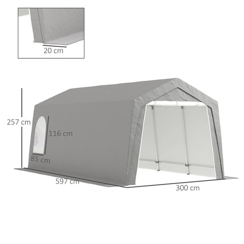 Rootz 3x6m Waterproof Garden Shed - Storage Tent - Outdoor Shelter - UV Resistant - Galvanized Metal Frame - 300x597x257cm