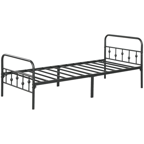 Rootz Metal Single Bed Frame - Black Bedstead - Quiet Frame - Easy Assembly - 206.9cm x 91.8cm x 82.5cm - 32cm Storage Space
