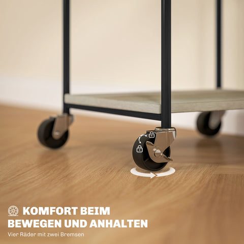 Rootz 3 Level Printer Stand - Mobile Printer Table - Adjustable Printer Holder - Height Adjustable - 39cm x 34.5cm x 72.5/81.5cm