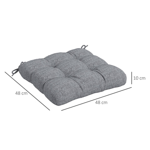 Rootz 4 Piece Set Garden Chair Cushions - Quilted Pillow - Foam Cushions - Comfort - 48l x 48b x 10h cm Grey