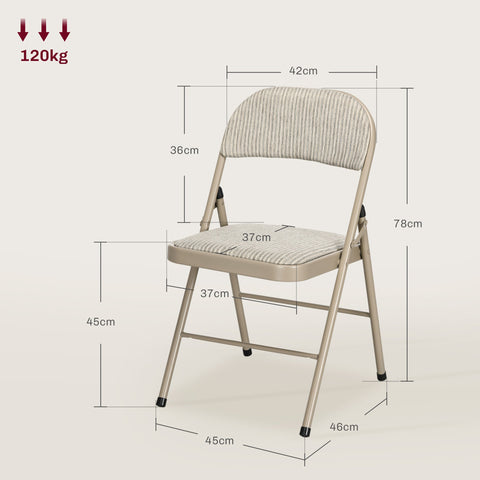 Rootz Set of 6 Foldable Dining Chairs - Portable Chairs - Steel Frame Chairs - Comfort & Durability - 45 W x 46 T x 78 H cm - Brown