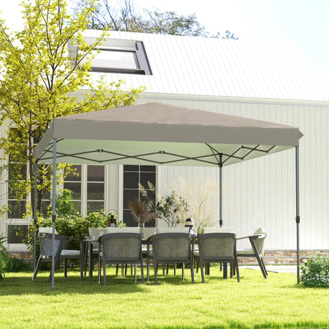 Rootz Folding Gazebo - Easy To Set Up - 1-button System - Wheeled Bag - Height Adjustable - Metal Frame - Steel - Oxford Polyester - Beige - 3.6 X 3.6m