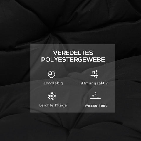 Rootz 3 Seated Bank Cover - Bench Pad - Garden Furniture Cushion - Enhances Comfort - 100x98x8cm - Black Polyester Foam