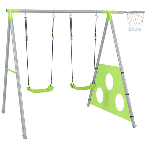 Rootz Children's Swing Set - Rock Seats - Playground Equipment - Weatherproof - 238cm x 180cm x 182cm