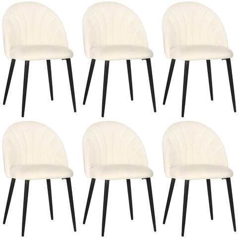 Rootz Dining Chair Set - Shell-Shaped Chairs - Velvet Look Padding - Metal Legs - 52cm x 54cm x 79cm - Gray - Set of 6