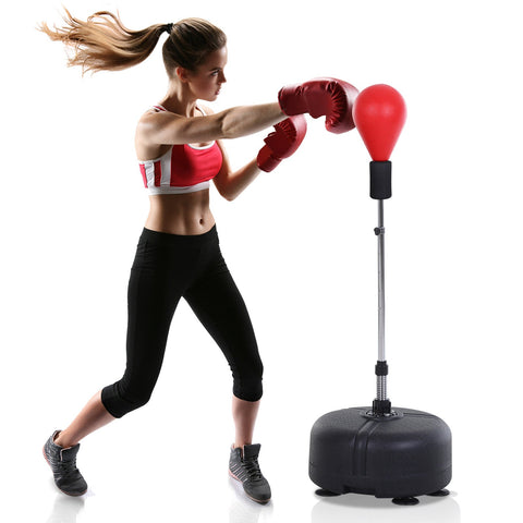 Rootz Punching Ball Set - Boxing Training Set - Height Adjustable 136-154 cm - Enhance Coordination - 48 cm Base with Gloves