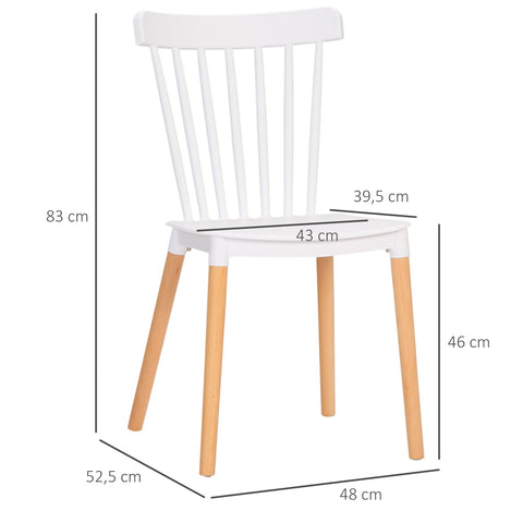 Rootz 4 Piece Dining Chair Set - Scandinavian Style - Modern Decor - Optimal Comfort - 48 x 52.5 x 83 cm - White Polypropylene and Brown