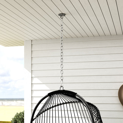 Rootz Hanging Chair Hanging Basket - Swing Chair - Egg Chair - Ergonomic Comfort - 74L x 68W x 105H cm - Grey and Black