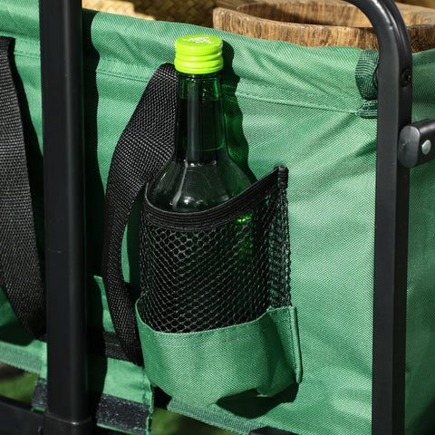 Rootz Foldable Trolley Transport Car - Utility Cart - Garden Wagon - 40kg Load - Adjustable Handle - 83x50x69-99cm Green and Black