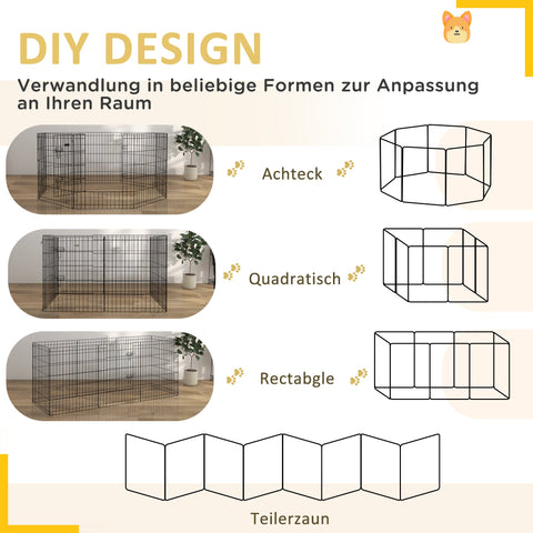 Rootz Pet Playpen for Puppies - Dog Enclosure - Puppy Pen - Secure Door - Metal Wire - 76cm x 61cm Panels