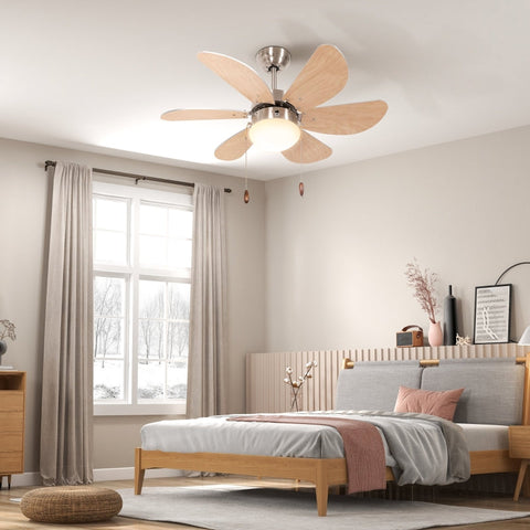 Rootz Ceiling Fan with Light - Chain Pull Switch - 3 Speeds - Energy-Efficient Lighting - Versatile Airflow - Quiet Operation - 76cm x 76cm x 41.5cm - White