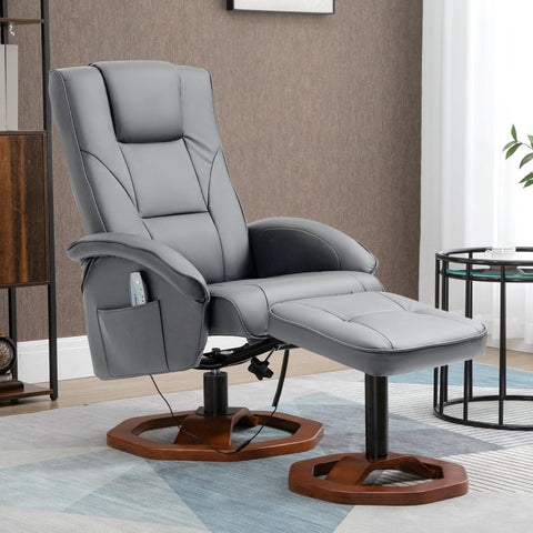 Rootz Massage Chair with Stool - Recliner - Relaxation Chair - Vibration Massage - 73cm x 83cm x 106cm