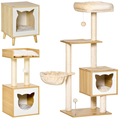 Rootz Spacious Cat House - Feline Den - Pet Shelter - Soft Lounger Cushion - 48L x 40W x 126H cm