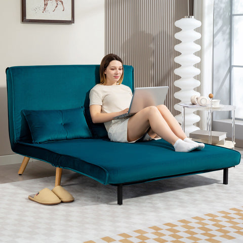 Rootz 2-Seater Sleep Sofa - Bed Sofa - Convertible Couch - Adjustable Backrest - Velvet Fabric - 120cm x 75cm x 87cm