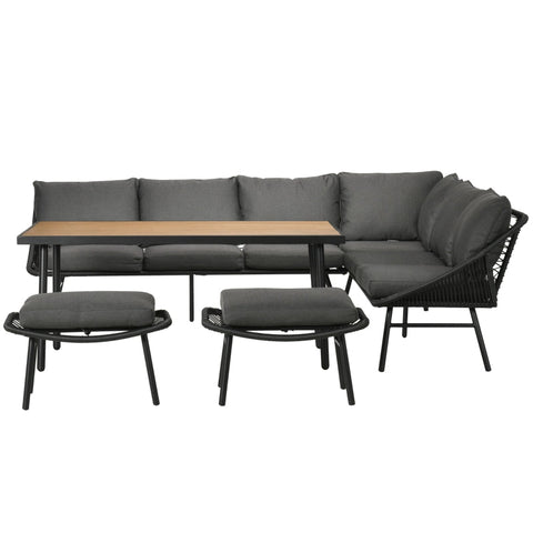 Rootz Garden Furniture Set - 5 Piece Outdoor Patio Set - Rattan Furniture - Steel Frame - Weatherproof - Cozy Seating Area - 193cm x 72cm x 75cm