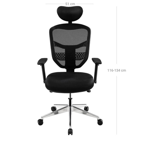 Rootz Ergonomic Office Chair - Swivel Chair - Mesh Office Chair - PU Wheels - Lumbar Support - Breathable Material - 68.5cm x 75cm x (116-134)cm